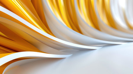 A vivid abstract image featuring smooth, flowing lines in shades of yellow and white, creating an elegant and dynamic visual experience on a clean surface.の素材