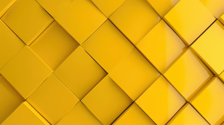 This image showcases a vibrant arrangement of yellow cubes in a modern geometric pattern, creating a dynamic and eye-catching abstract background.の素材