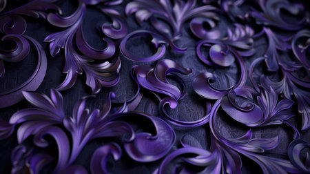 This image showcases intricate purple floral patterns layered on a textured background, perfect for elegant design projects, artistic expressions, and decorative themes.の素材