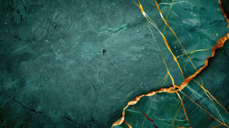 Stunning green marble background features intricate gold veins that create a luxurious and elegant atmosphere, perfect for design and decor projects.の素材
