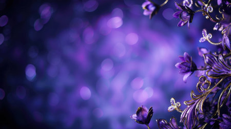 This captivating purple floral design features intricate details against a soft bokeh background, ideal for artistic projects and decorative elements.の素材