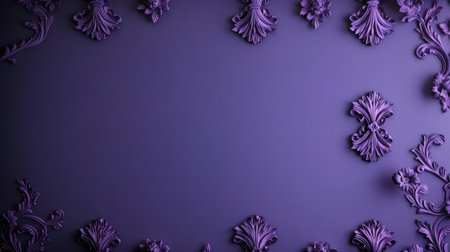 This image features elegant purple decorative elements with intricate designs, perfect for use as a stylish background or in textile applications, enhancing any artistic project.の素材