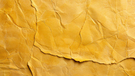 This image features a detailed close-up of crumpled yellow paper, showcasing unique textures and warm tones ideal for various creative projects.の素材