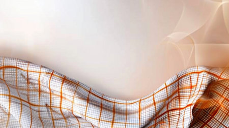 This image showcases a soft textured fabric with a grid pattern and warm tones, perfect for backgrounds in design and creative projects.の素材