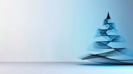 This abstract image features a beautiful tree shape crafted from flowing blue waves against a soft backdrop, perfect for modern designs.の素材