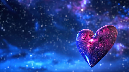 This vibrant cosmic heart floats against a captivating nebula backdrop, symbolizing love and inspiration amidst the depth of the universe. Perfect for emotional themes.の素材