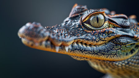 This stunning close-up captures the intricate details of a crocodileの素材