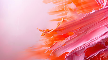 This beautiful abstract image features dynamic swirls of pink and orange paint, creating a vibrant and energetic texture perfect for modern design projects.の素材
