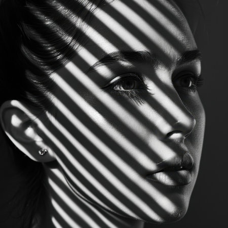 This stunning black and white portrait captures a womanの素材