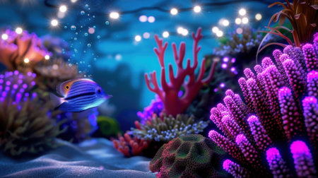 A stunning underwater scene showcasing vibrant coral reefs and exotic fish amidst a magical marine environment, perfect for ocean lovers.の素材
