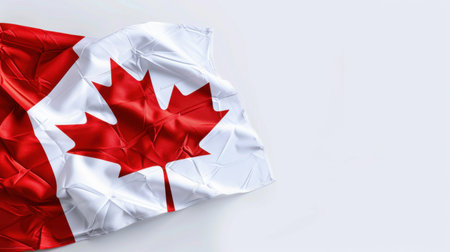 This image showcases a beautifully textured Canadian flag waving in the wind, embodying the rich heritage and pride of Canada. Ideal for various patriotic themes.の素材