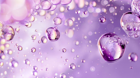 This stunning image features colorful purple bubbles floating gracefully against a soft blurred backdrop, perfect for artistic projects and creative designs.の素材