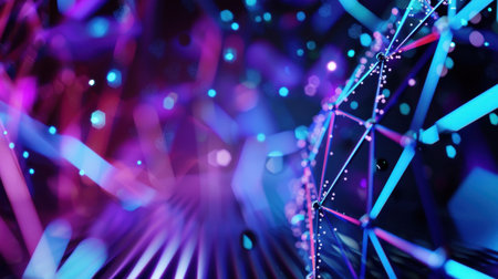 A captivating abstract background featuring glowing lines and dotted patterns, perfect for technology, creative projects, or digital art applications.の素材