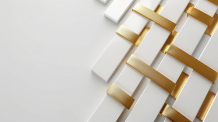This image showcases a sophisticated arrangement of white and gold materials, forming an elegant weave that enhances modern interior design aesthetics.の素材