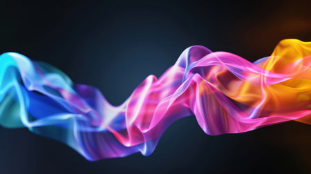 A captivating abstract representation of colorful waves in motion, showcasing smooth curves and vibrant hues against a dark backdrop for artistic inspiration.の素材