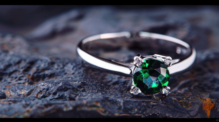 A stunning green gemstone ring set against a textured backdrop, showcasing exquisite craftsmanship and luxurious design, perfect for elegant adornment.の素材