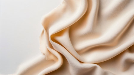 This image showcases soft draped fabric in a light cream color, emphasizing smooth textures and gentle folds. Perfect for backgrounds and creative projects.の素材