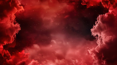 This striking image features a deep red cloud formation set against a starry night sky, creating a captivating and mysterious atmosphere. Perfect for artistic projects.の素材
