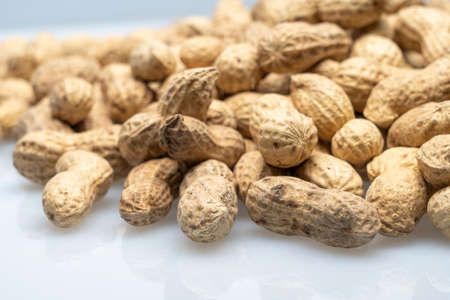 inshell peanuts close-up, organic peanuts