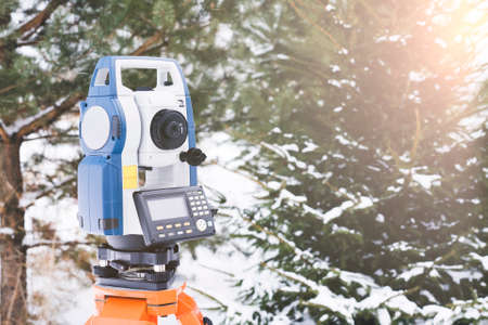 electronic total station in winter