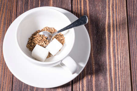 freeze-dried coffee, a Cup filled with freeze-dried coffeeの写真素材