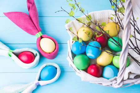 Easter eggs and the shape of rabbit earsの写真素材
