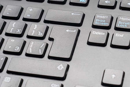 modern black keyboard close-up, macro photo, technologyの写真素材