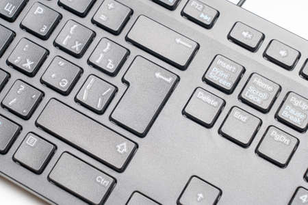 modern black keyboard close-up, macro photo technology