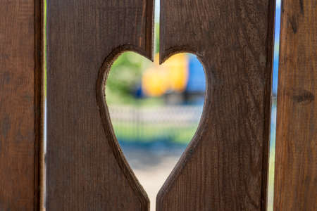 heart-shaped fence close-up selective focus, concept of hope and love,の写真素材