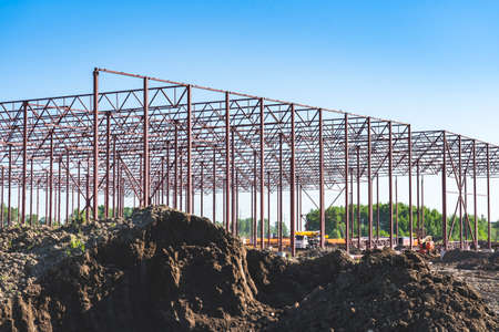 construction of a logistics center, modern construction of metal structures,