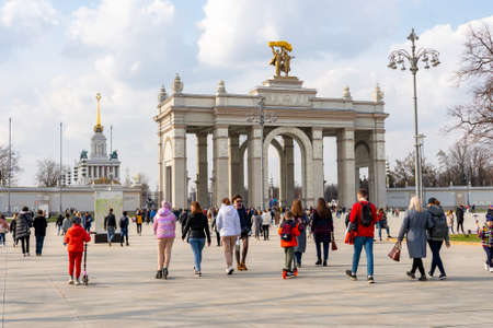 Moscow April 24, 2022, All-Russian Exhibition Center VDNH, exhibition of achievements of national economy in Moscow, park for walking and recreationのeditorial素材