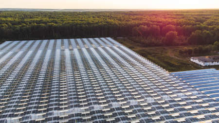 modern greenhouse complex from a heightの写真素材