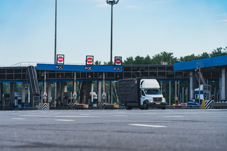 checkpoint and toll booth on the toll section ofのeditorial素材