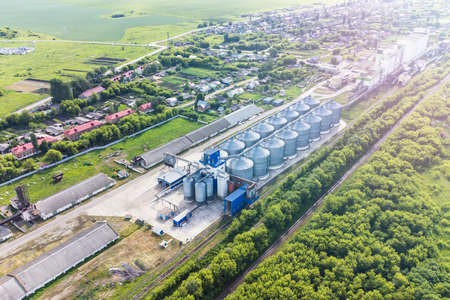silage for grain storage view from heightの写真素材