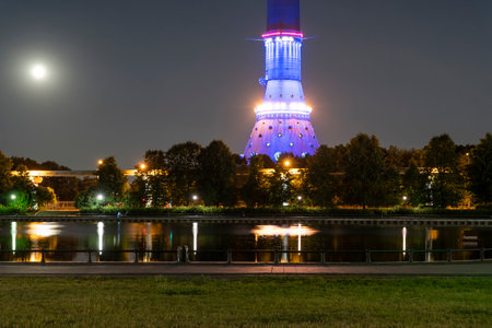 Ostankino TV Tower Nightのeditorial素材