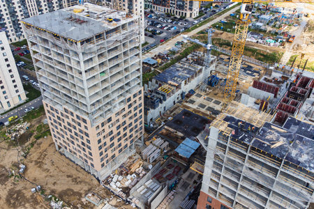 construction of modern houses in the metropolisのeditorial素材