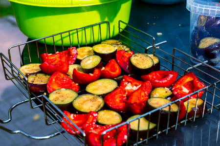 grilled vegetables, selective focusing cookingの写真素材