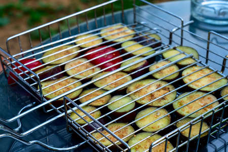 grilled vegetables, selective focusing cookingの写真素材