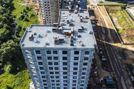 the facade of the high-rise building underのeditorial素材