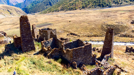 Ruined stone towers of an ancient civilization