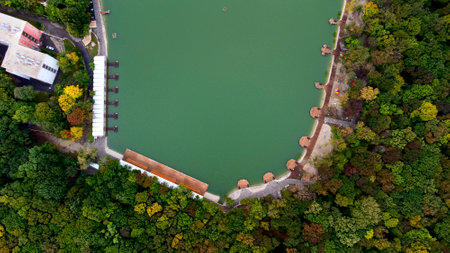 Fountain in the middle of the resort lake of theのeditorial素材