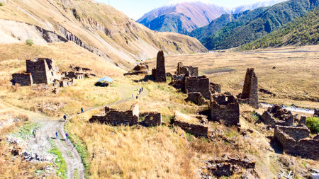 Ruined stone towers of an ancient civilizationの写真素材