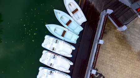 Parking of catamarans and boats for walking at theのeditorial素材