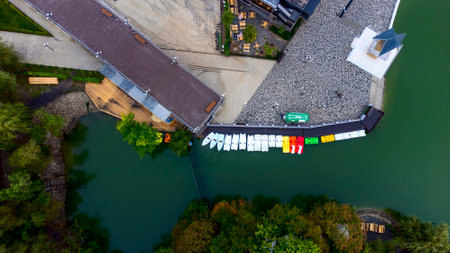 Parking of catamarans and boats for walking at theのeditorial素材