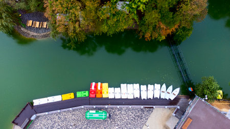 Parking of catamarans and boats for walking at theのeditorial素材