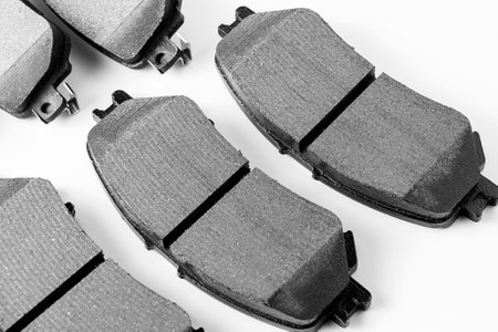 new brake pads for disc brakes close-upの写真素材
