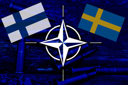 Flags of Finland and Sweden, Concept of theのeditorial素材
