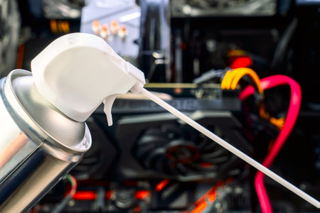 service PC, cleaning from dust inside the computerの写真素材