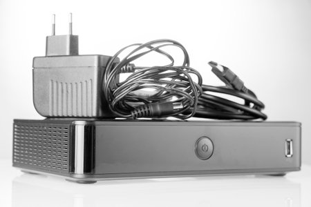 TV set-top box prepared for installation, digitalの写真素材