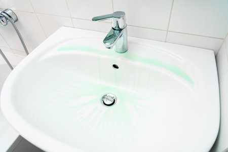Cleaning plumbing with cleaning products, gloveの写真素材